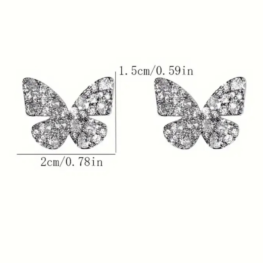 Sparkling Rhinestone Butterfly Earrings - Picture 4 of 6